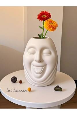 Bohem Tarz Face Tasarım Seramik Trend İskandinav 23 cm Büyük xl sevimli surat Bonci Vazo