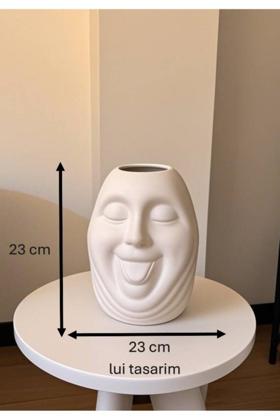 Bohem Tarz Face Tasarım Seramik Trend İskandinav 23 cm Büyük xl sevimli surat Bonci Vazo - 3