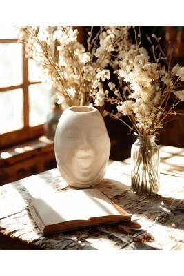 Bohem Tarz Face Tasarım Seramik Trend İskandinav 23 cm Büyük xl sevimli surat Bonci Vazo - 6