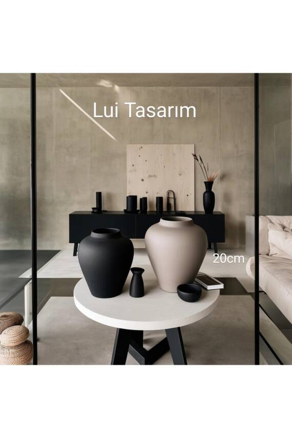 İskandinav Tarzı Bohem Trend Vizon 20 Cm Ahşap Dekor Vazo - 1