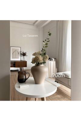 İskandinav Tarzı Bohem Trend Vizon 20 Cm Ahşap Dekor Vazo - 2