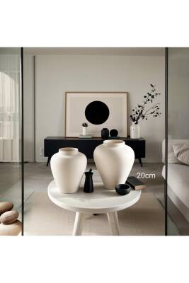 İskandinav Tarzı Bohem Trend Vizon 20 Cm Ahşap Dekor Vazo - 3