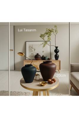 İskandinav Tarzı Bohem Trend Vizon 20 Cm Ahşap Dekor Vazo - 4