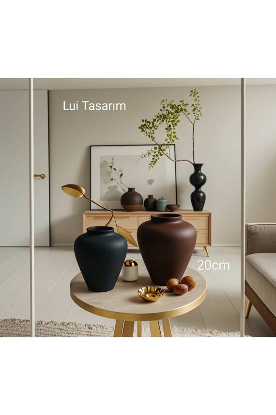 İskandinav Tarzı Bohem Trend Vizon 20 Cm Ahşap Dekor Vazo - 4