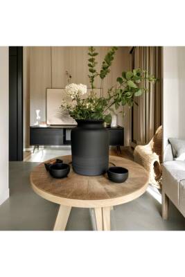 İskandinav Tarzı Seramik Bohem Tarzı Siyah Trend XL Büyük Boy vazo 17 cm - 3