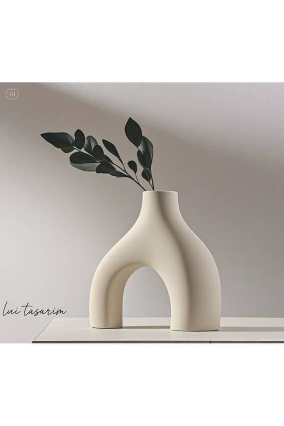 Krem Bohem Krem Vazo Büyük Boy Seramik 28 Cm -26 Cm - 4