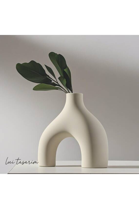 Krem Bohem Krem Vazo Büyük Boy Seramik 28 Cm -26 Cm - 5