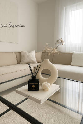 Krem Bohem Xl Büyük Boy Seramik Nordic Tarz Krem Sade Iskandinav Tarzı Donut Vazo Seramik 31*31cm - 2