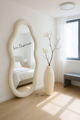 Krem Rengi Vazo Uzun XXL Boy 50cm Hermes Seramik Modern Şık Vazo hermeskrem777, one size