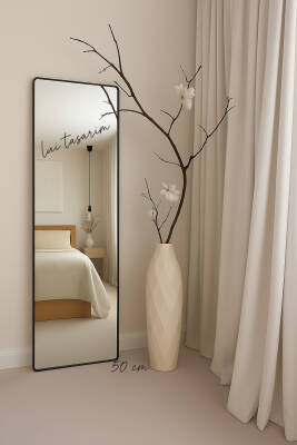 Krem Rengi Vazo Uzun XXL Boy 50cm Hermes Seramik Modern Şık Vazo hermeskrem777, one size - 2