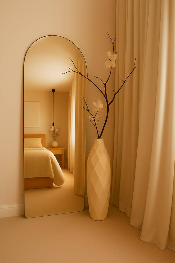 Krem Rengi Vazo Uzun XXL Boy 50cm Hermes Seramik Modern Şık Vazo hermeskrem777, one size - 4