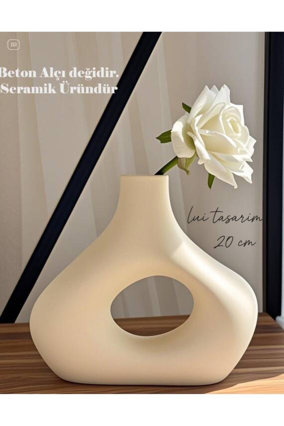 Krem Rengi Zarif Iskandinav Tarzı Sade Seramik Beyaz 20cm - 1
