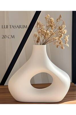 Krem Rengi Zarif Iskandinav Tarzı Sade Seramik Beyaz 20cm - 2