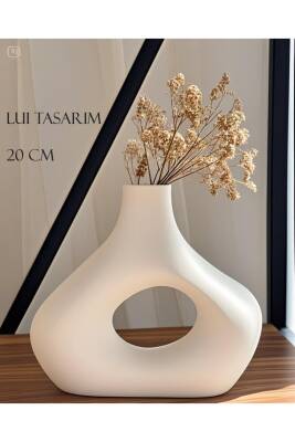 Krem Rengi Zarif Iskandinav Tarzı Sade Seramik Beyaz 20cm - 3