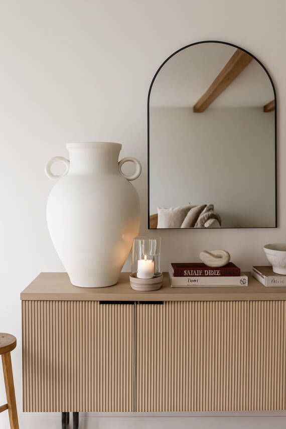 Modern iskandinav tarz Ev dekorasyon El yapımı Stoneware Vazo 27 Cm, NaraKrem777, Tek Ebat - 2