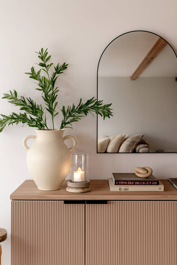 Modern iskandinav tarz Ev dekorasyon El yapımı Stoneware Vazo 27 Cm, NaraKrem777, Tek Ebat - 7