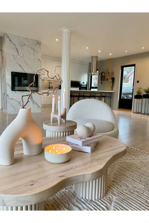 Nude Bohem Beyaz Vazo Büyük Boy Seramik 28 cm -26 cm - 1