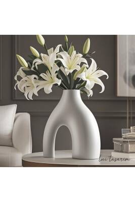 Nude Bohem Beyaz Vazo Büyük Boy Seramik 28 cm -26 cm - 2