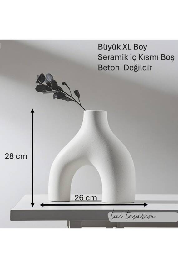 Nude Bohem Beyaz Vazo Büyük Boy Seramik 28 cm -26 cm - 3