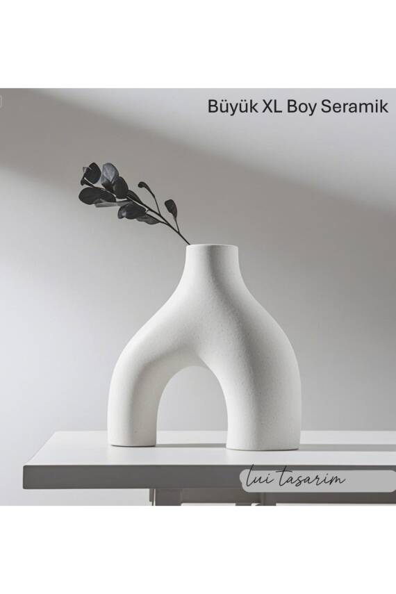 Nude Bohem Beyaz Vazo Büyük Boy Seramik 28 cm -26 cm - 4