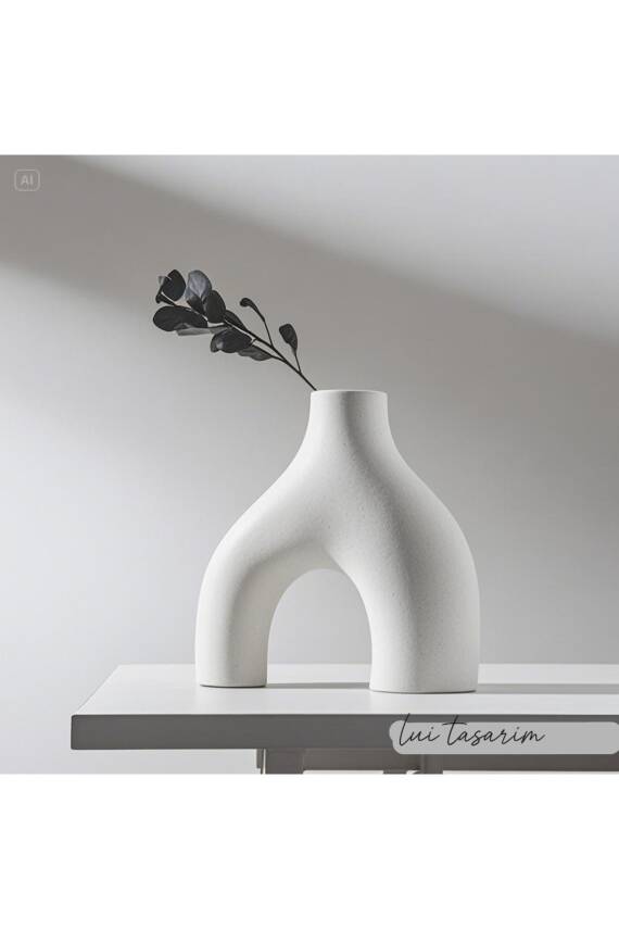 Nude Bohem Beyaz Vazo Büyük Boy Seramik 28 cm -26 cm - 5