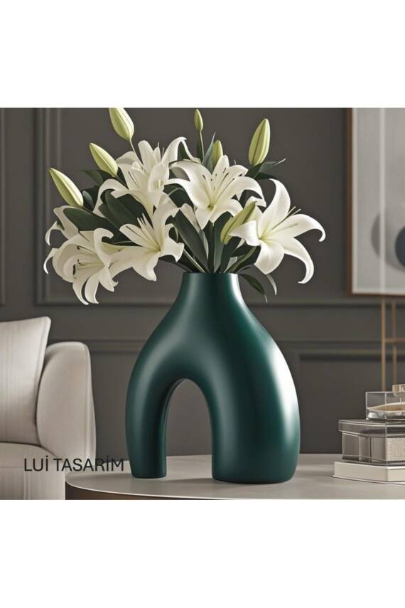 Nude Bohem Yeşil Vazo Büyük Boy Seramik 28 cm -26 cm - 1