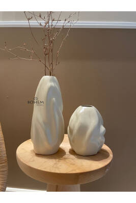 Seramik bej 2li dalga vazo seti(muadil marka) 73937, one size - 3