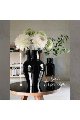 Siyah Karaf Dekoratif Cam Vazo 27 Cm