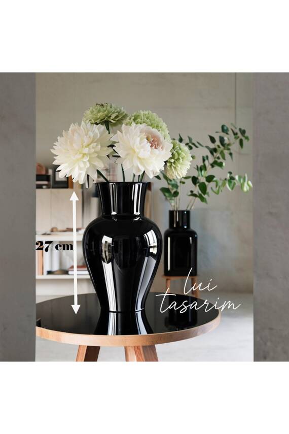 Siyah Karaf Dekoratif Cam Vazo 27 Cm - 1