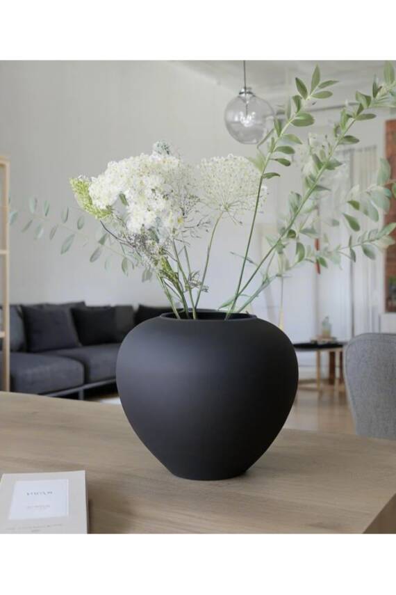 Siyah Vazo Seramik Bohem Tarzı Büyük Boy - 2