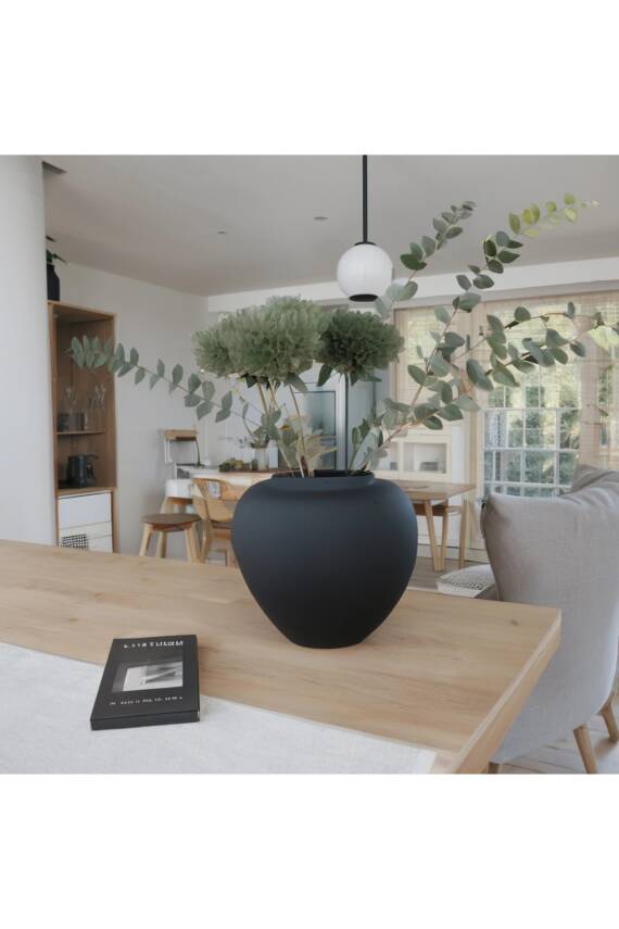 Siyah Vazo Seramik Bohem Tarzı Büyük Boy - 4