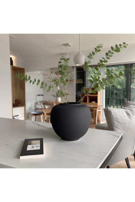 Siyah Vazo Seramik Bohem Tarzı Büyük Boy - 7