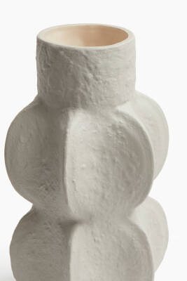 Vazo Doğal Dokulu Bej Krem Renk Büyük Boy 27 cm terra Seramik Modern Şık Uzun Vazo petrikkrem777, one size - 2