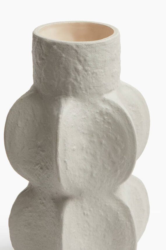Vazo Doğal Dokulu Bej Krem Renk Büyük Boy 27 cm terra Seramik Modern Şık Uzun Vazo petrikkrem777, one size - 2