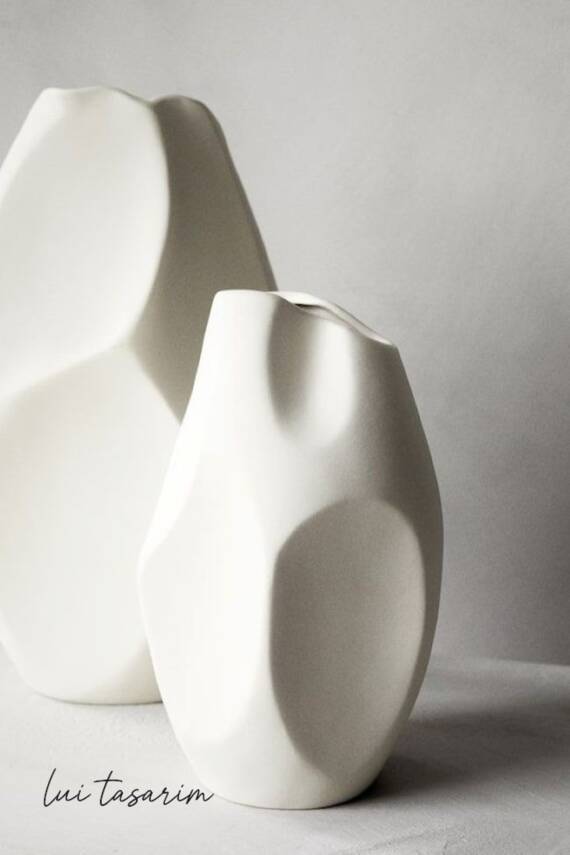 Vazo Seramik Krem Rengi Modern XL Boy 23Cm Avrupa JApandi İskandinav Tarzı emilaortaKrem777, one size - 1