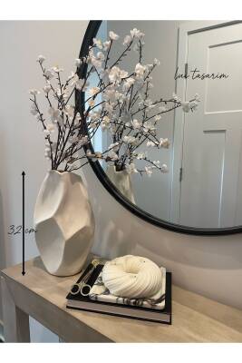 Vazo Seramik Krem Rengi Modern XL Boy 32 Cm Avrupa JApandi İskandinav Tarzı emilaKrem777, one size - 3