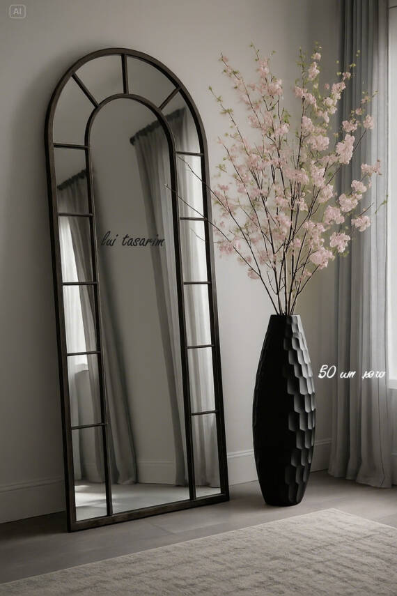 Vazo Siyah Renk XXL Boy 50cm Croco Seramik Modern Şık Uzun Vazo Crocosiyah777, one size - 1