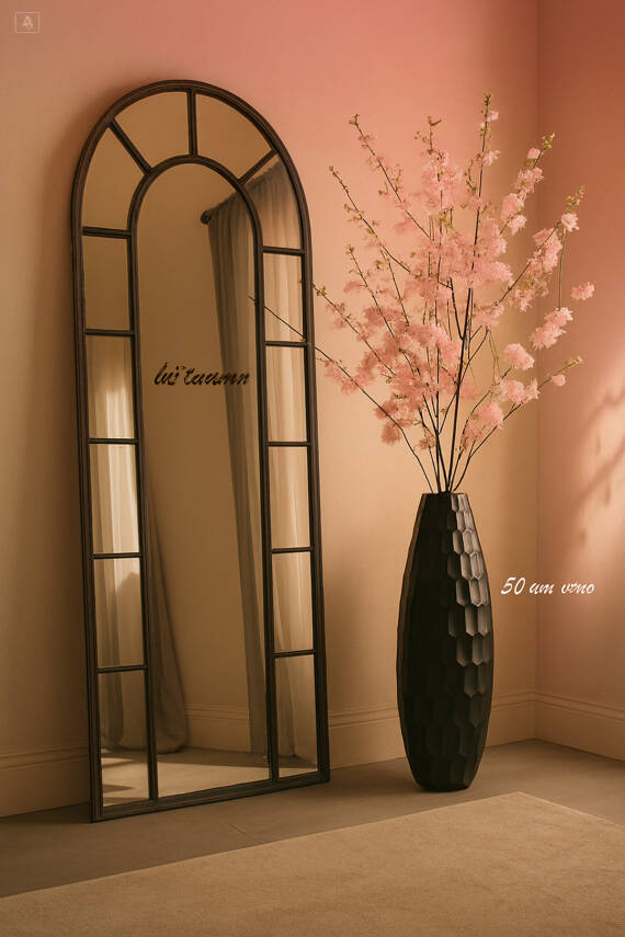 Vazo Siyah Renk XXL Boy 50cm Croco Seramik Modern Şık Uzun Vazo Crocosiyah777, one size - 2