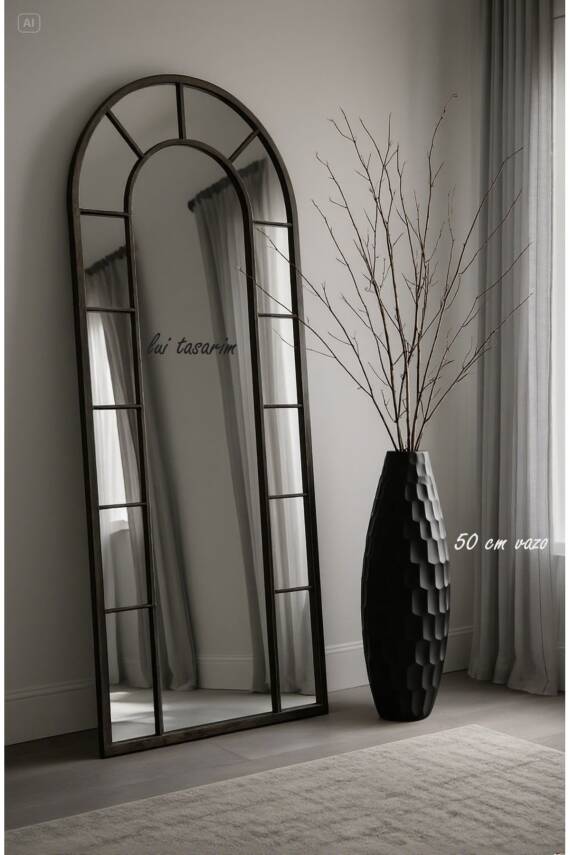 Vazo Siyah Renk XXL Boy 50cm Croco Seramik Modern Şık Uzun Vazo Crocosiyah777, one size - 3