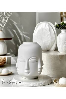 Vazo Trend Bohem Buddha Büyük Xl Boy Seramik Mat Beyaz Vazo