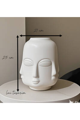 Vazo Trend Bohem Buddha Büyük Xl Boy Seramik Mat Beyaz Vazo - 2