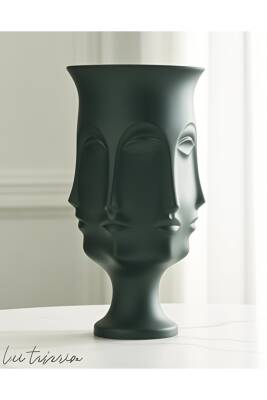 Yeşil Ayaklı Vazo Trend Bohem Buddha Büyük XL Boy 32 CM Seramik Yeşil Vazo