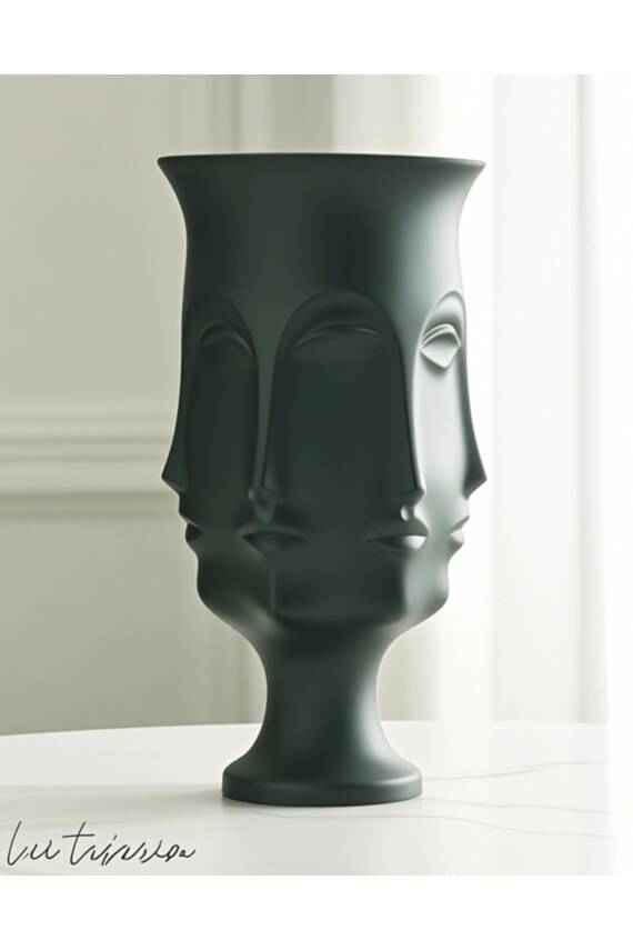 Yeşil Ayaklı Vazo Trend Bohem Buddha Büyük XL Boy 32 CM Seramik Yeşil Vazo - 1